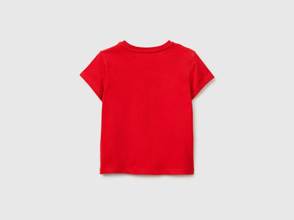 Benetton Red Girls T-Shirt with Print and Glitter SKU: 3I1XG10M8_30A Image 02