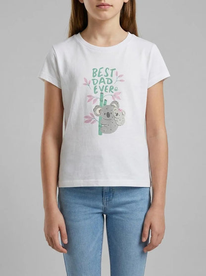 Benetton White Girls T-Shirt with Print and Glitter SKU: 3I1XG10M8_901 Image 00