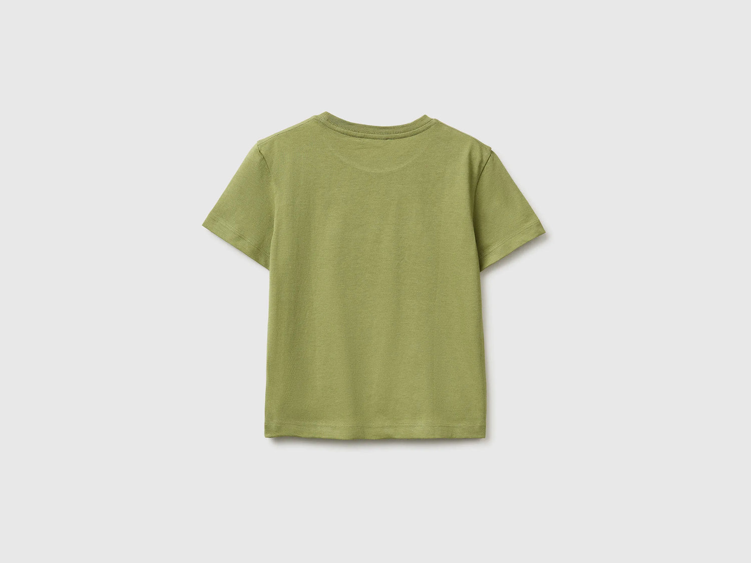 Benetton Military Green Boys Crew Neck T-Shirt with Print SKU: 3I1XG10MA_1Q1 Image 02