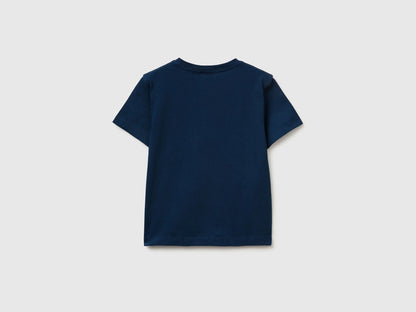Benetton Dark Blue Boys Crew Neck T-Shirt with Print SKU: 3I1XG10MA_37T Image 02