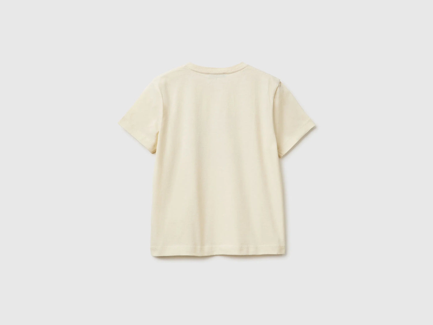 Benetton Creamy White Boys Crew Neck T-Shirt with Print SKU: 3I1XG10MA_3C9 Image 02
