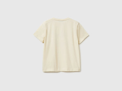 Benetton Creamy White Boys Crew Neck T-Shirt with Print SKU: 3I1XG10MA_3C9 Image 02