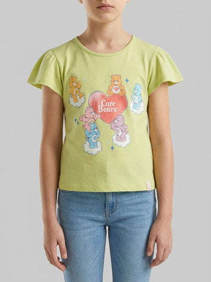Benetton Lime Girls Care Bears T-Shirt with Glitter SKU: 3I1XG10MC_0M4 Image 00