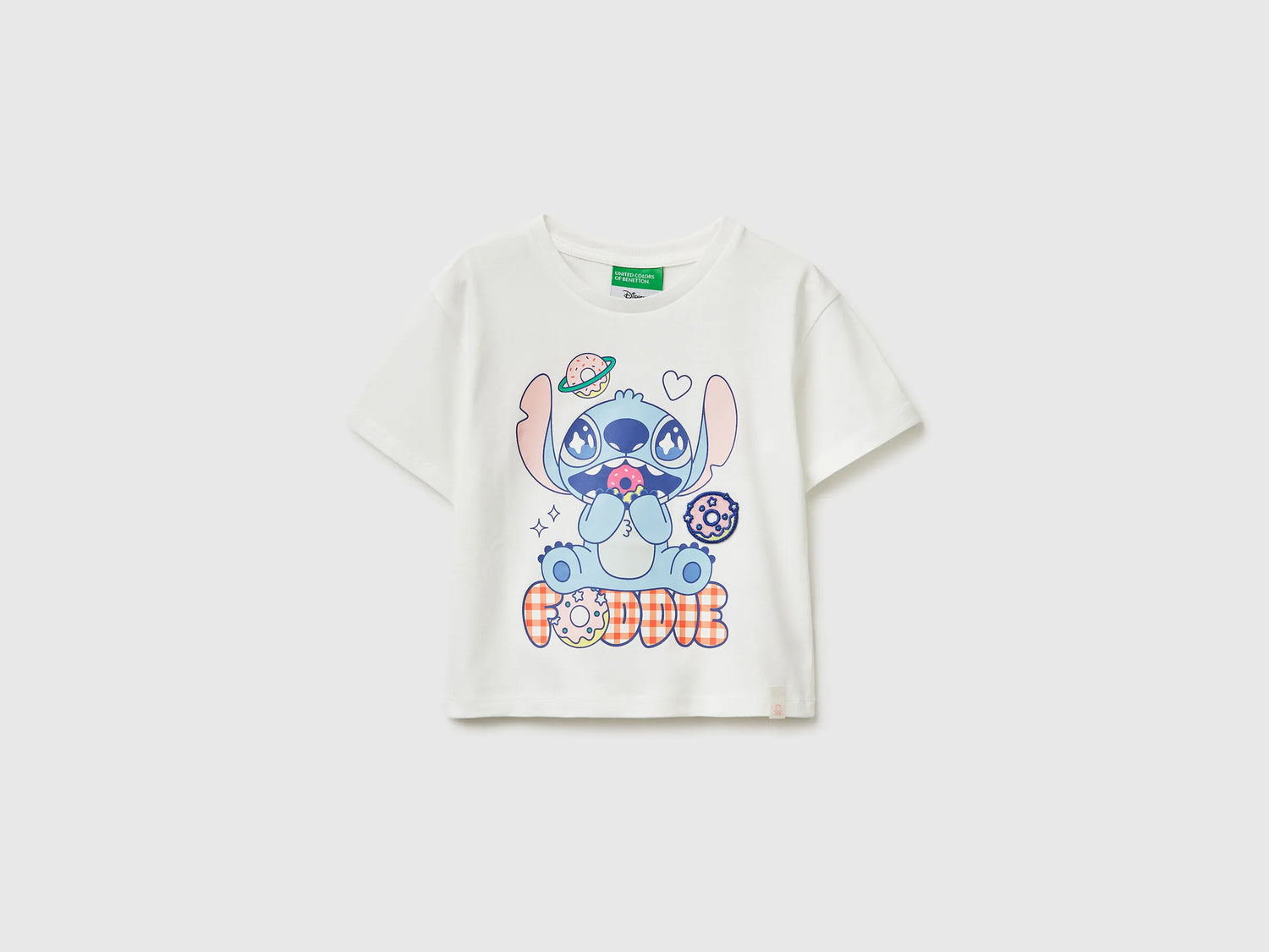 Benetton Creamy White Girls T-Shirt with ©Disney Lilo &amp; Stitch Print SKU: 3I1XG10MO_074 Image 01