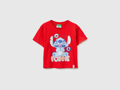 Benetton Red Girls T-Shirt with ©Disney Lilo &amp; Stitch Print SKU: 3I1XG10MO_30A Image 01
