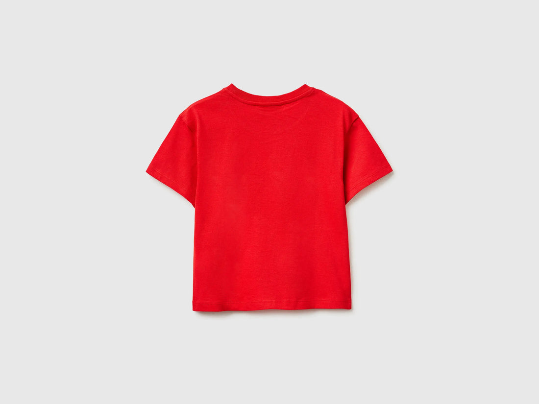 Benetton Red Girls T-Shirt with ©Disney Lilo &amp; Stitch Print SKU: 3I1XG10MO_30A Image 02