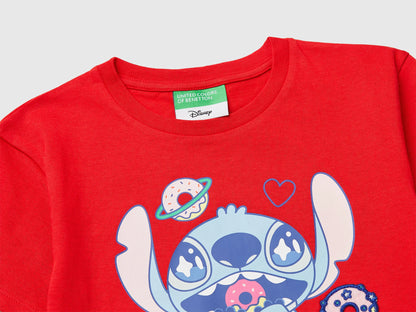 Benetton Red Girls T-Shirt with ©Disney Lilo &amp; Stitch Print SKU: 3I1XG10MO_30A Image 03