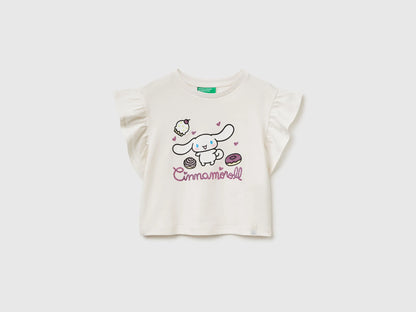 Benetton Creamy White Girls Hello Kitty T-Shirt with Glitter SKU: 3I1XG10MW_00E Image 01