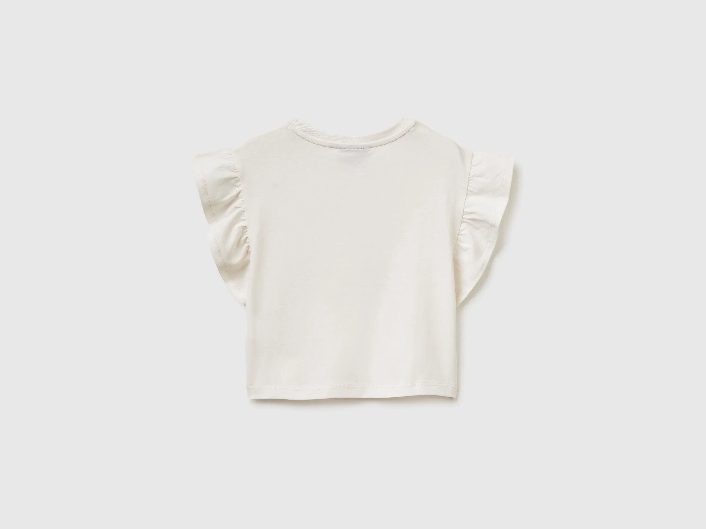 Benetton Creamy White Girls Hello Kitty T-Shirt with Glitter SKU: 3I1XG10MW_00E Image 02