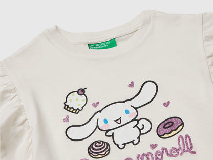 Benetton Creamy White Girls Hello Kitty T-Shirt with Glitter SKU: 3I1XG10MW_00E Image 03