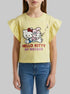 Benetton Yellow Girls Hello Kitty T-Shirt with Glitter SKU: 3I1XG10MW_029 Image 00