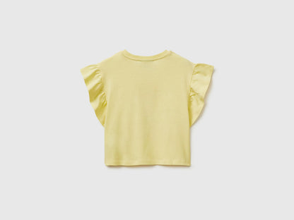 Benetton Yellow Girls Hello Kitty T-Shirt with Glitter SKU: 3I1XG10MW_029 Image 02