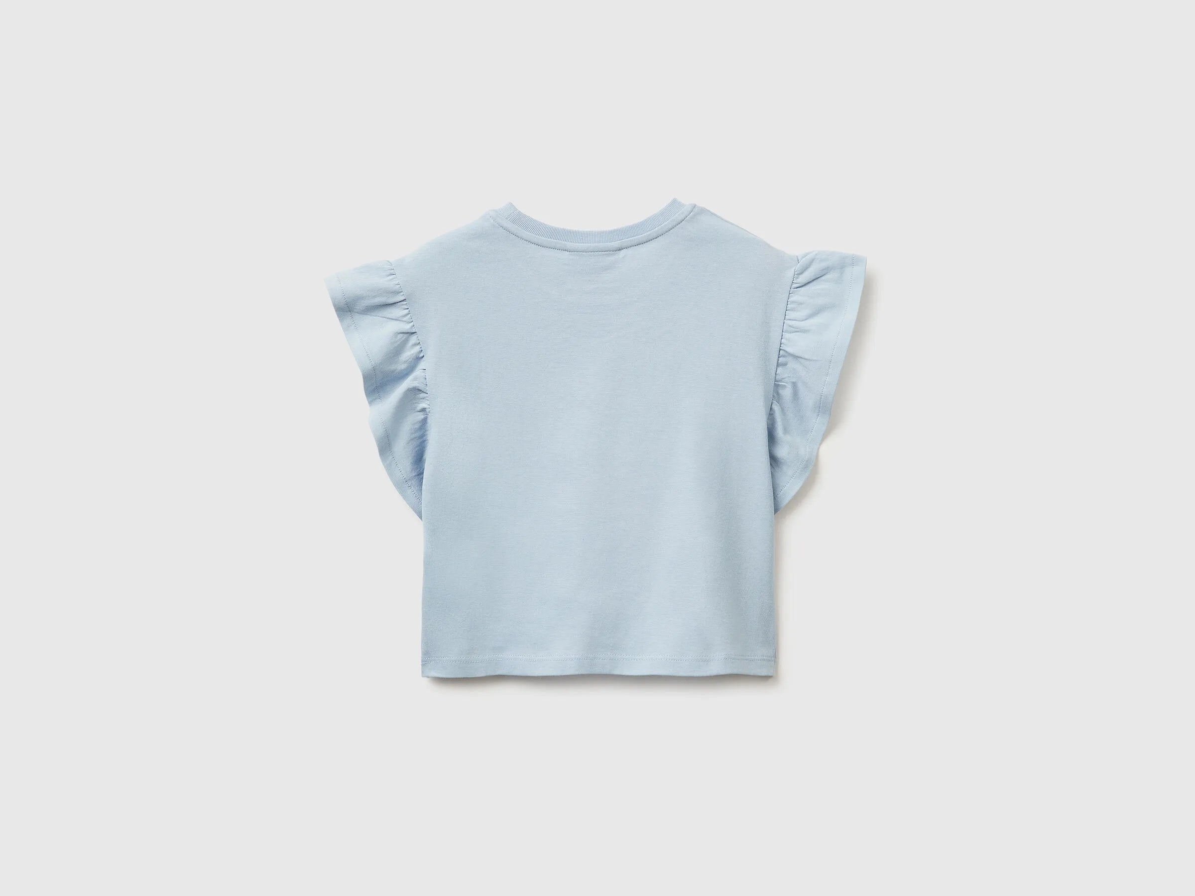 Benetton Light Blue Girls Hello Kitty T-Shirt with Glitter SKU: 3I1XG10MW_12C Image 02