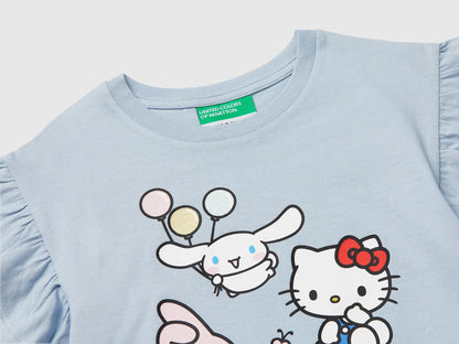 Benetton Light Blue Girls Hello Kitty T-Shirt with Glitter SKU: 3I1XG10MW_12C Image 03