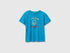 Benetton Blue Boys Organic Cotton T-Shirt with Logo Print SKU: 3I1XG10MX_051 Image 01