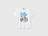 Benetton White Boys Organic Cotton T-Shirt with Logo Print SKU: 3I1XG10MX_101 Image 01