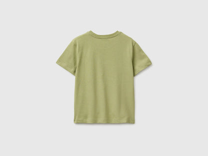 Benetton Green Boys Organic Cotton T-Shirt with Logo Print SKU: 3I1XG10MX_1Q1 Image 02