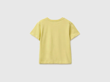 Benetton Yellow Boys Organic Cotton T-Shirt with Logo Print SKU: 3I1XG10MX_228 Image 02