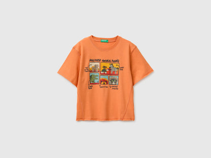 Benetton Orange Boys Soft T-Shirt with Print SKU: 3I1XG10MZ_0D1 Image 01