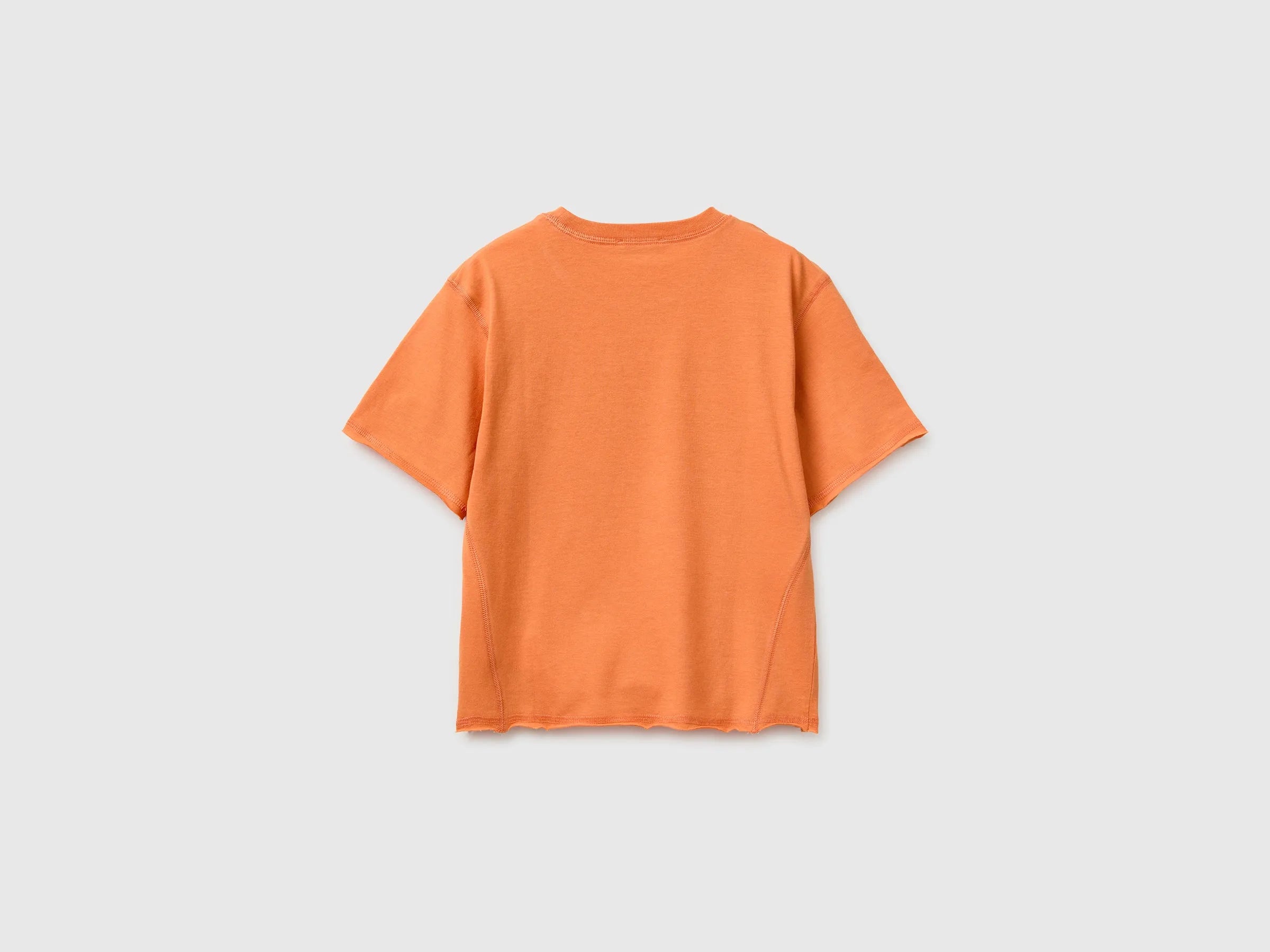 Benetton Orange Boys Soft T-Shirt with Print SKU: 3I1XG10MZ_0D1 Image 02