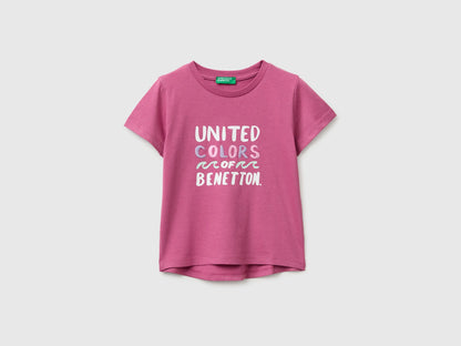 Benetton Multi-Color Girls T-Shirt with Print and Embroidery SKU: 3I1XG10N1_01T Image 01