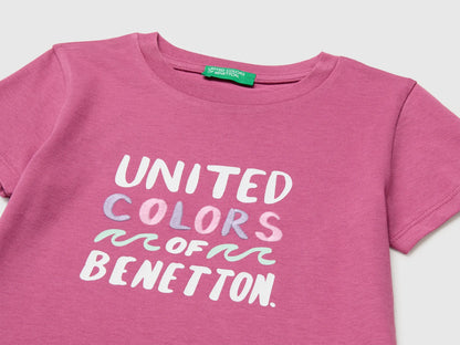 Benetton Multi-Color Girls T-Shirt with Print and Embroidery SKU: 3I1XG10N1_01T Image 03