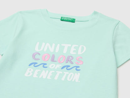 Benetton Multi-Color Girls T-Shirt with Print and Embroidery SKU: 3I1XG10N1_0E6 Image 03