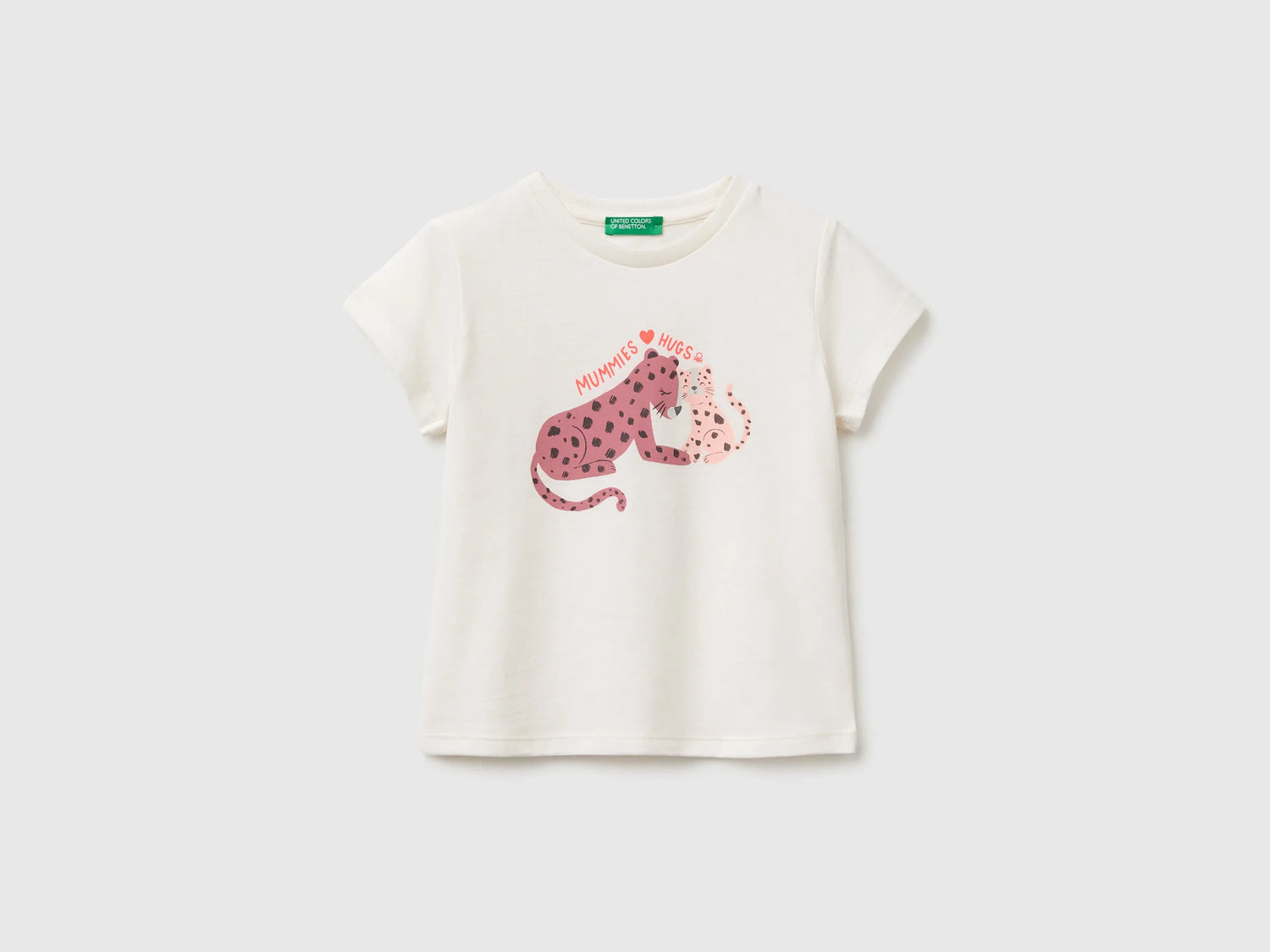 Benetton White Girls Regular Fit T-Shirt with Print SKU: 3I1XG10N5_00E Image 01