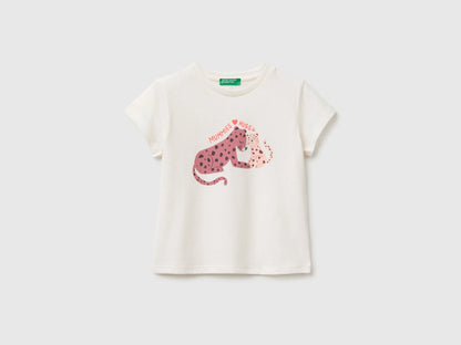 Benetton White Girls Regular Fit T-Shirt with Print SKU: 3I1XG10N5_00E Image 01