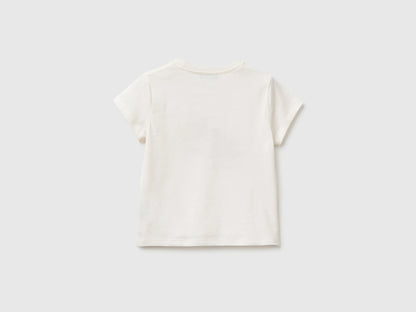 Benetton White Girls Regular Fit T-Shirt with Print SKU: 3I1XG10N5_00E Image 02