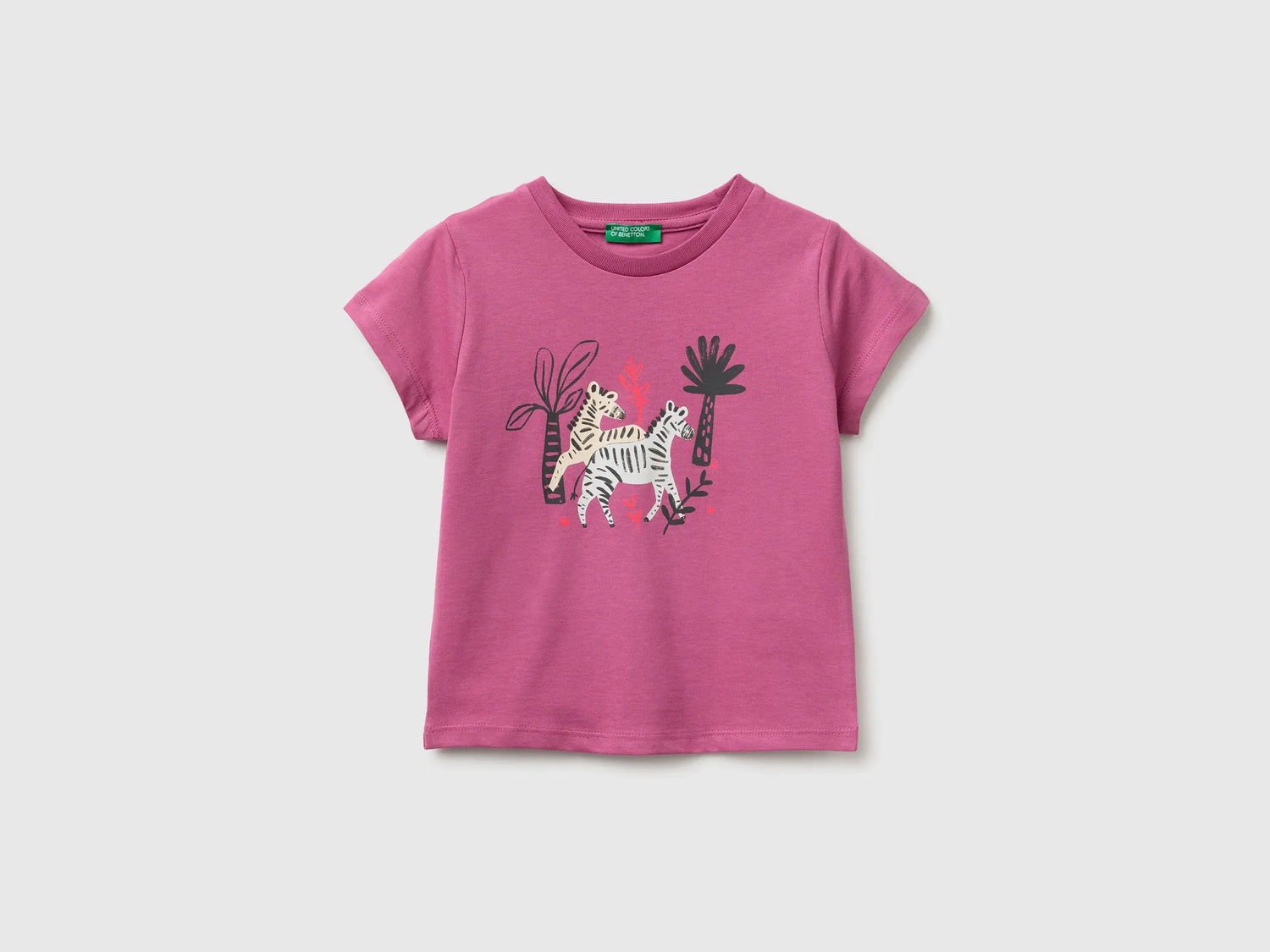 Benetton Pink Girls Regular Fit T-Shirt with Print SKU: 3I1XG10N5_01T Image 01