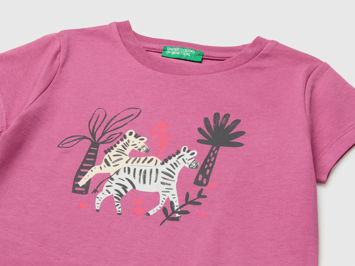 Benetton Pink Girls Regular Fit T-Shirt with Print SKU: 3I1XG10N5_01T Image 03