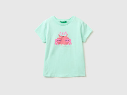 Benetton Aqua Girls Regular Fit T-Shirt with Print SKU: 3I1XG10N5_0E6 Image 01