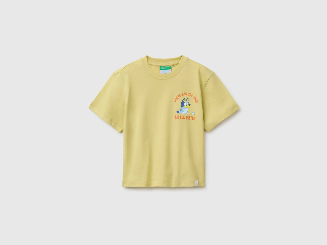 Benetton Yellow Boys Yellow Bluey T-Shirt SKU: 3I1XG10NA_228 Image 01