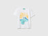 Benetton White Boys Printed T-Shirt with Zip SKU: 3I1XG10NB_101 Image 01