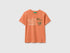 Benetton Orange Boys Crew Neck T-Shirt with Print SKU: 3I1XG10NC_0D1 Image 01