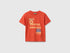 Benetton Red Boys Crew Neck T-Shirt with Print SKU: 3I1XG10NC_34Y Image 01
