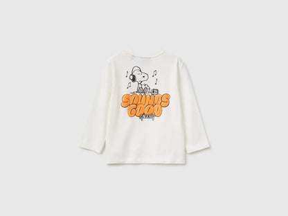 Benetton Creamy White Boys T-Shirt with Puffy Print ©Peanuts SKU: 3I1XG10NF_074 Image 02
