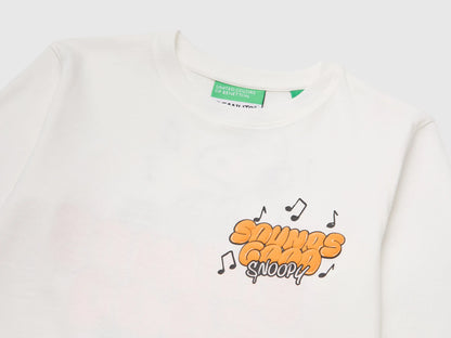 Benetton Creamy White Boys T-Shirt with Puffy Print ©Peanuts SKU: 3I1XG10NF_074 Image 03