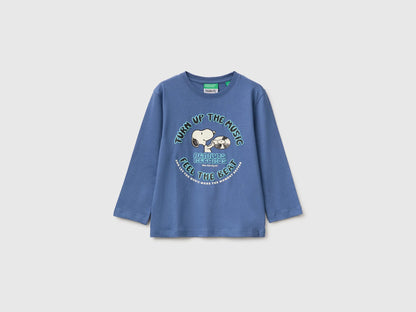 Benetton Blue Boys T-Shirt with Puffy Print ©Peanuts SKU: 3I1XG10NF_0G6 Image 01