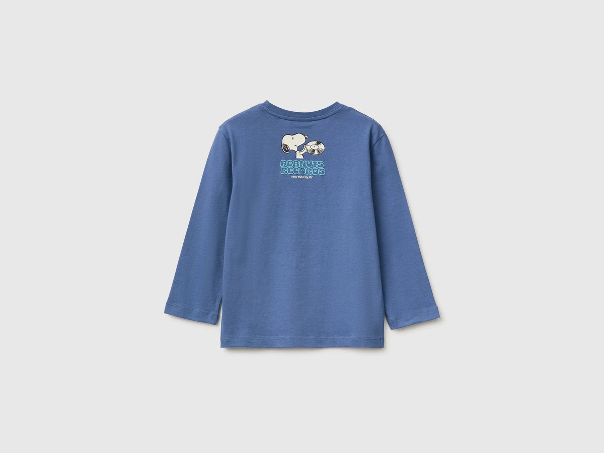 Benetton Blue Boys T-Shirt with Puffy Print ©Peanuts SKU: 3I1XG10NF_0G6 Image 02