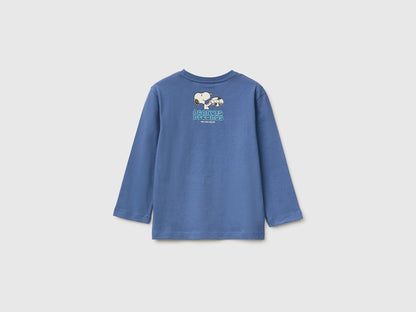 Benetton Blue Boys T-Shirt with Puffy Print ©Peanuts SKU: 3I1XG10NF_0G6 Image 02