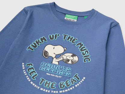 Benetton Blue Boys T-Shirt with Puffy Print ©Peanuts SKU: 3I1XG10NF_0G6 Image 03