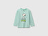 Benetton Light Green Boys T-Shirt with Puffy Print ©Peanuts SKU: 3I1XG10NF_15A Image 01