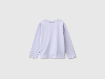 Benetton Lavender Girls Organic Cotton Embroidered T-Shirt SKU: 3I1XG10NH_19B Image 02