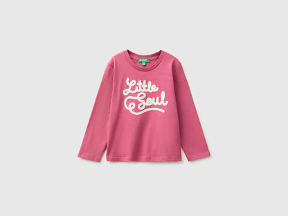 Benetton Fuchsia Girls Organic Cotton Embroidered T-Shirt SKU: 3I1XG10NH_2J4 Image 01