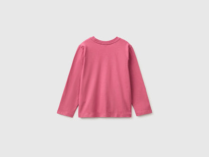 Benetton Fuchsia Girls Organic Cotton Embroidered T-Shirt SKU: 3I1XG10NH_2J4 Image 02