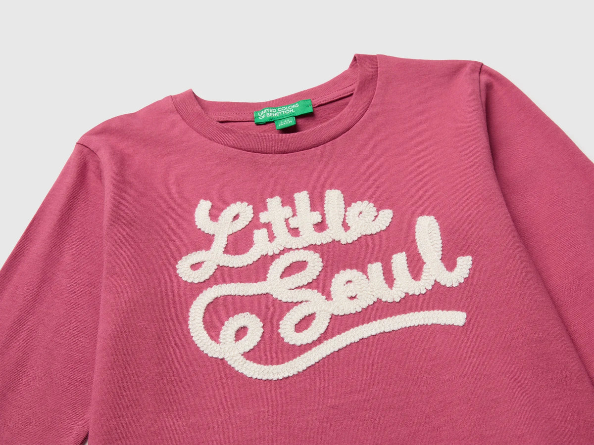Benetton Fuchsia Girls Organic Cotton Embroidered T-Shirt SKU: 3I1XG10NH_2J4 Image 03