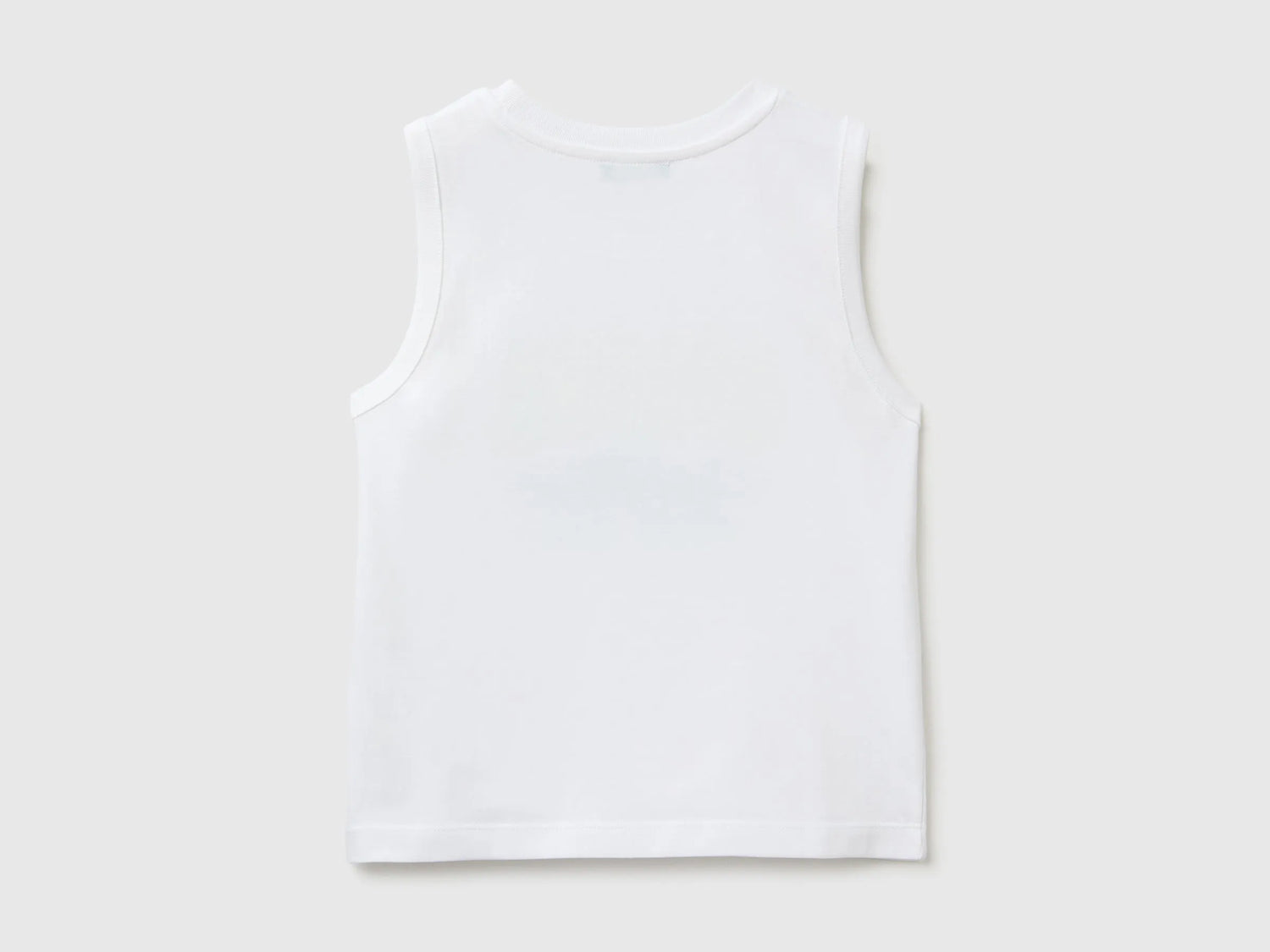 Benetton White Boys Organic Cotton Tank Top with Logo Print SKU: 3I1XGH015_101 Image 02
