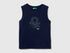 Benetton Blue Boys Organic Cotton Tank Top with Logo Print SKU: 3I1XGH015_252 Image 01